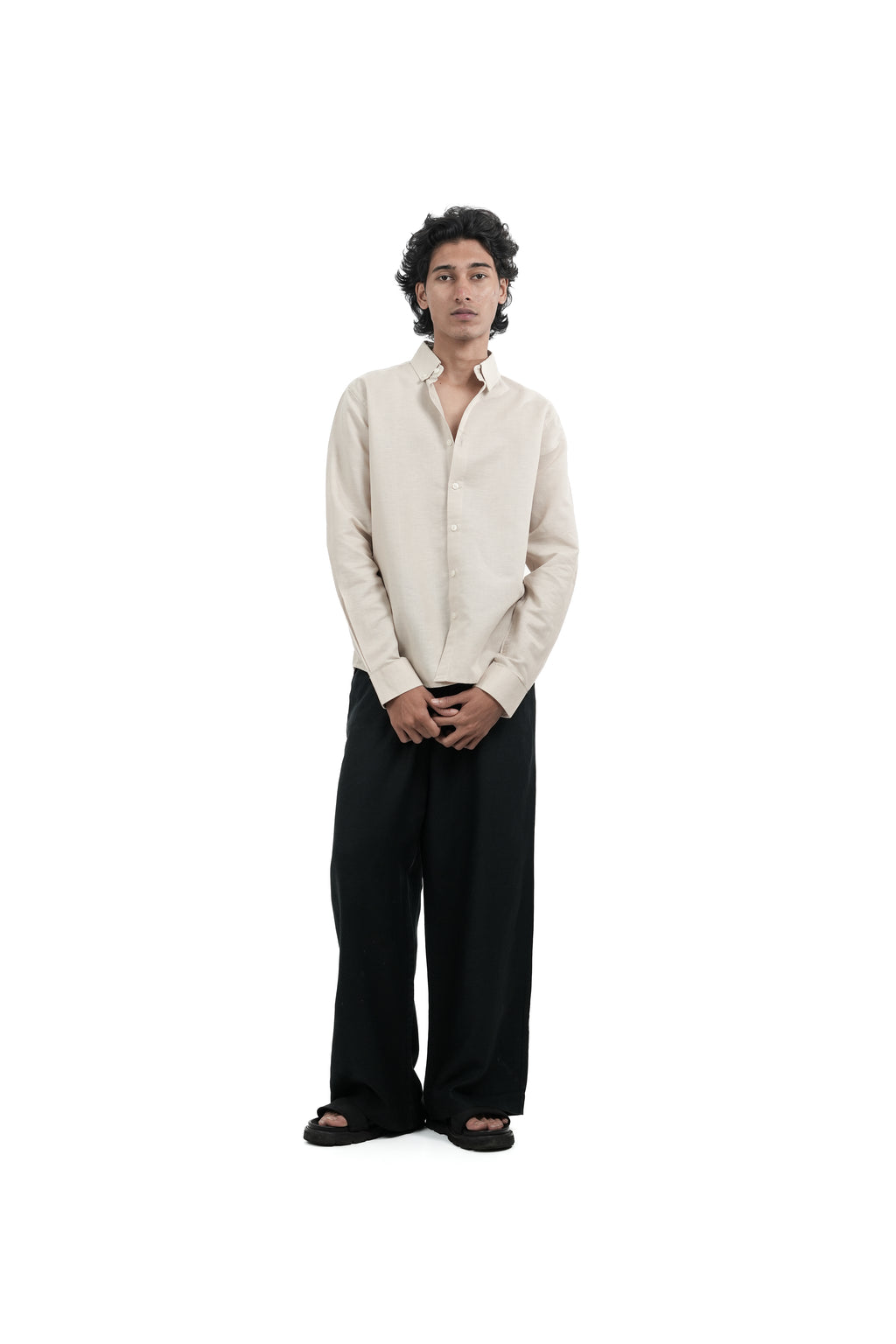 Light Beige Irish Linen-blend Shirt