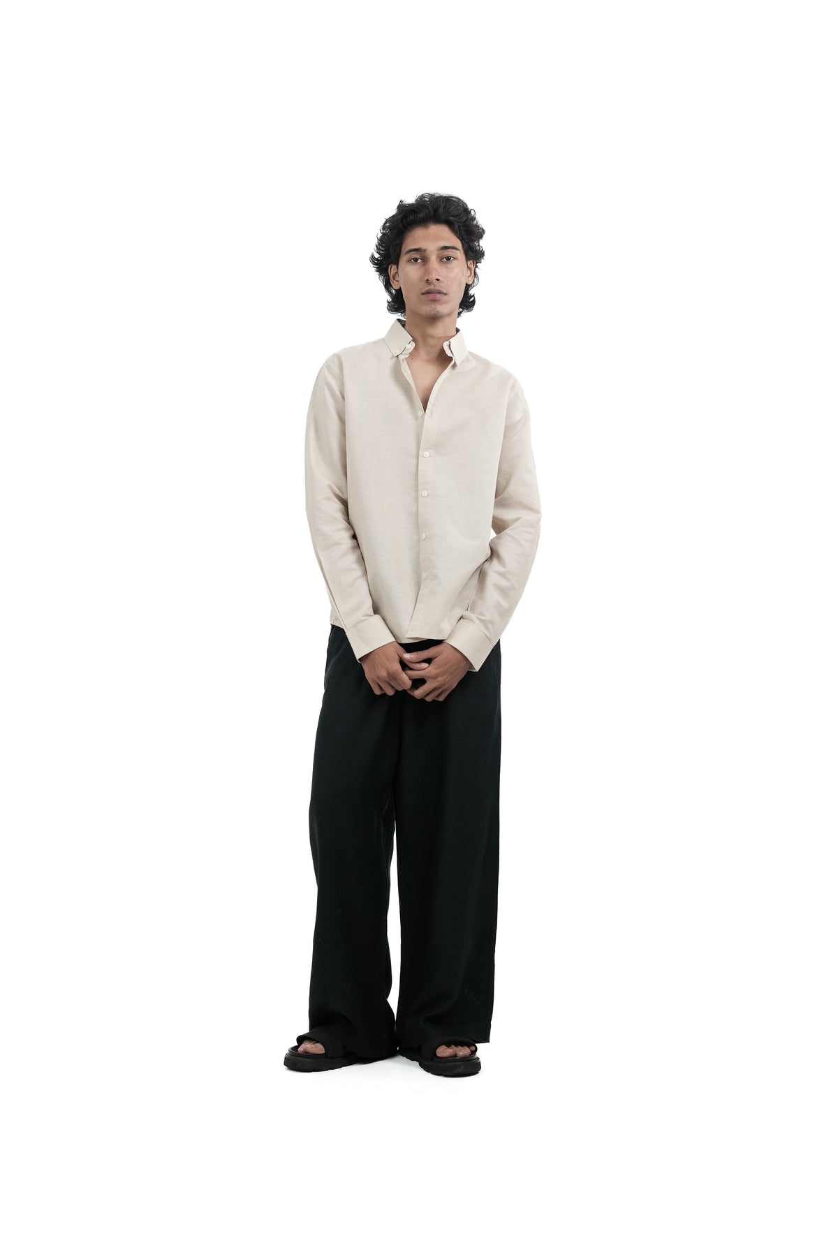 Light Beige Irish Linen-blend Shirt