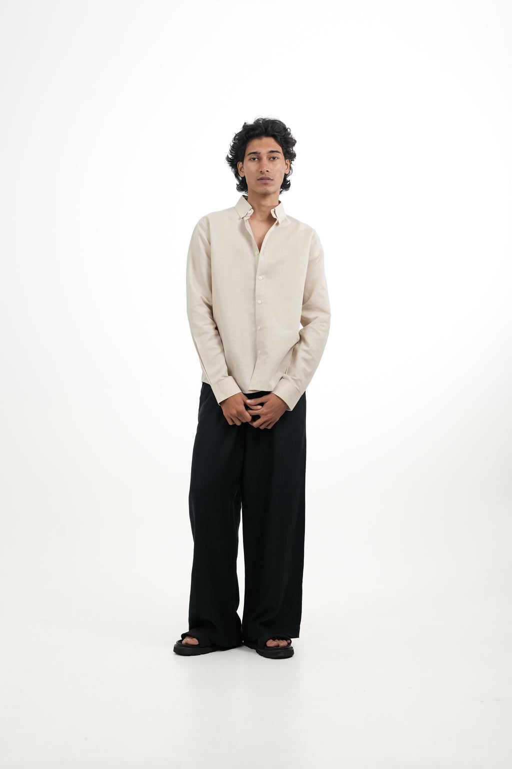 Light Beige Irish Linen-blend Shirt