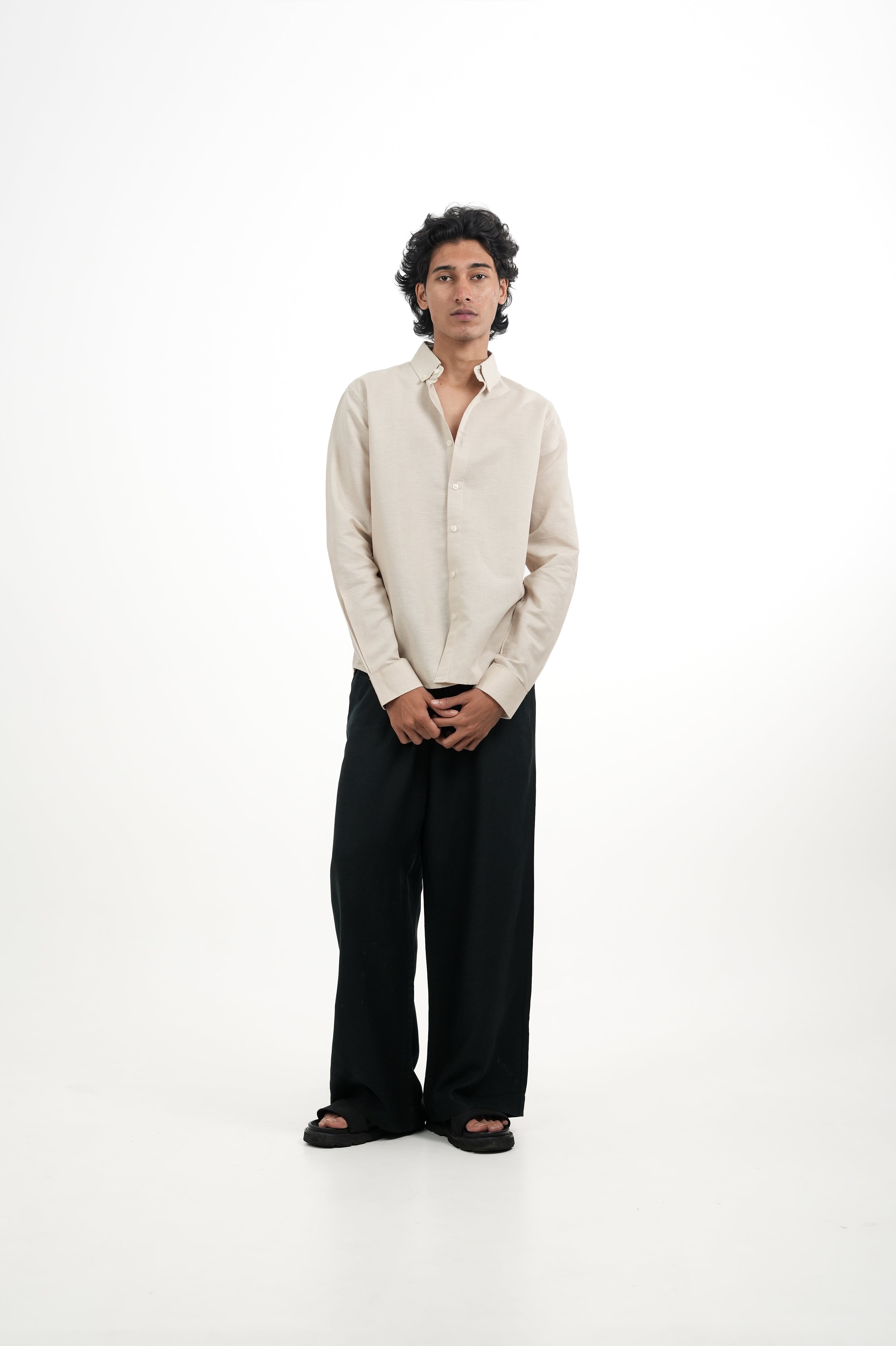 Light Beige Irish Linen-blend Shirt