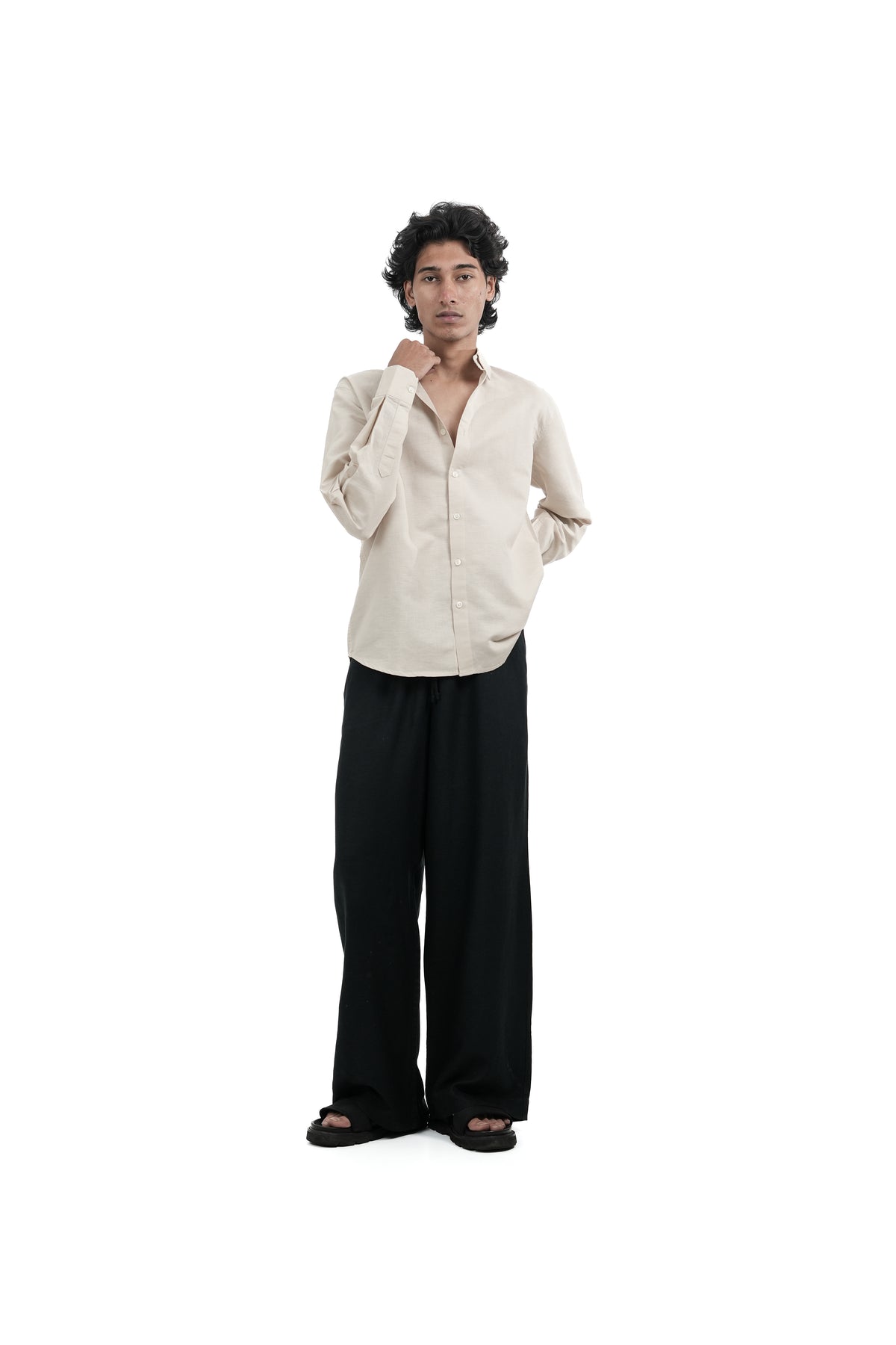Light Beige Irish Linen-blend Shirt