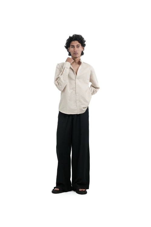 Light Beige Irish Linen-blend Shirt