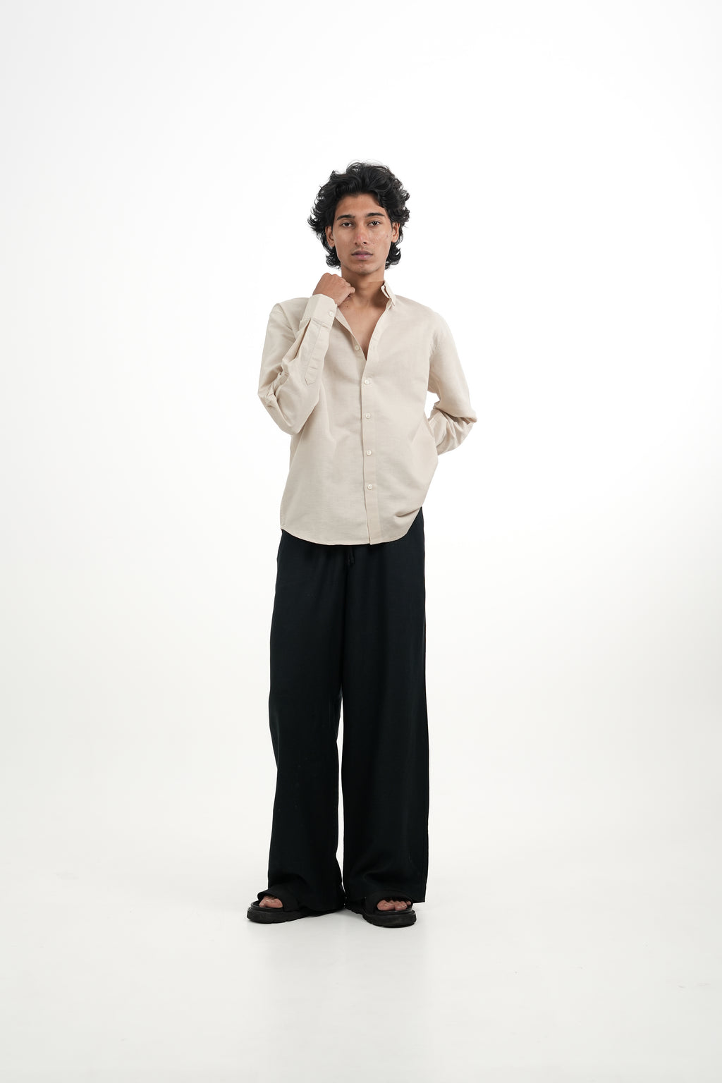 Light Beige Irish Linen-blend Shirt