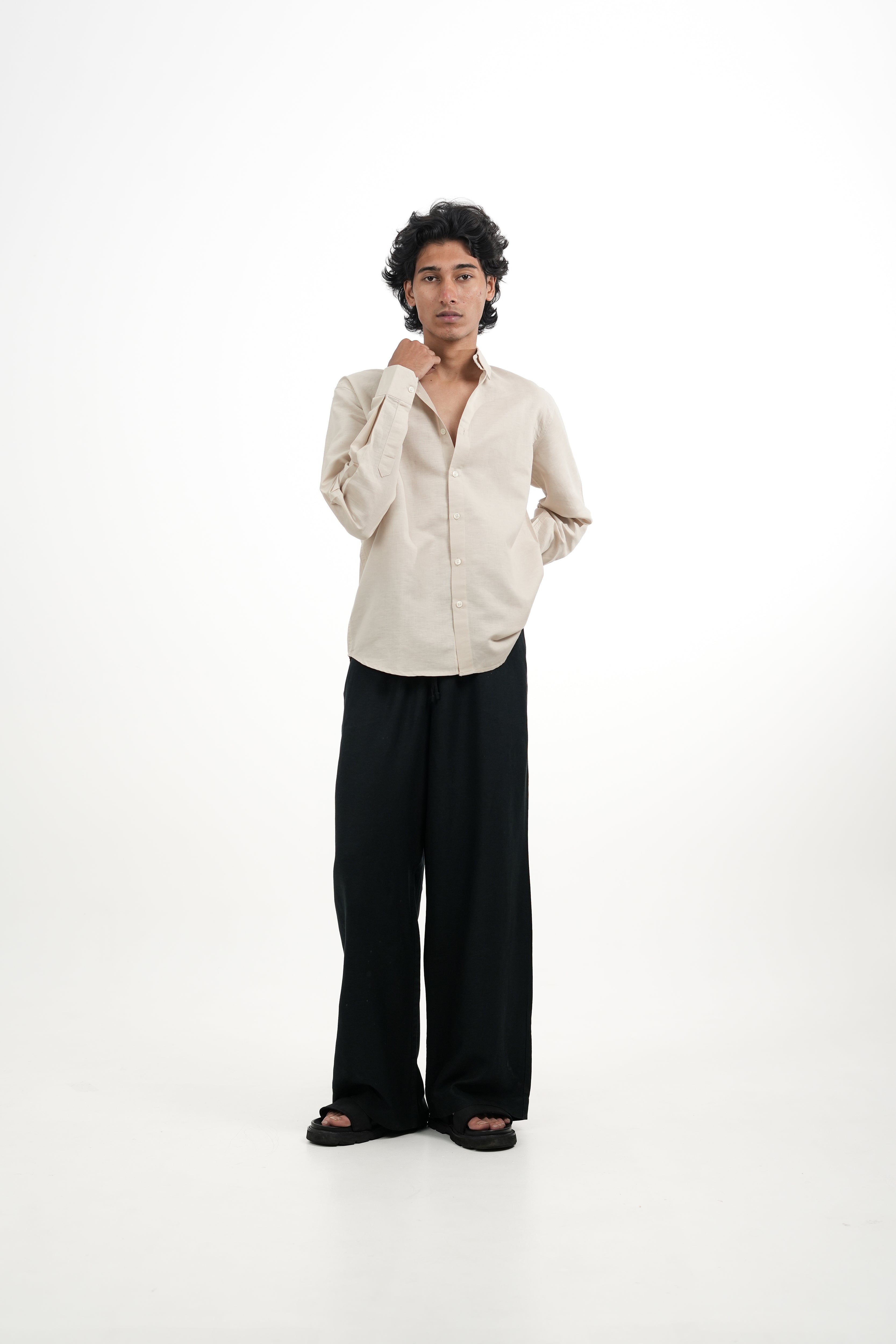 Light Beige Irish Linen-blend Shirt