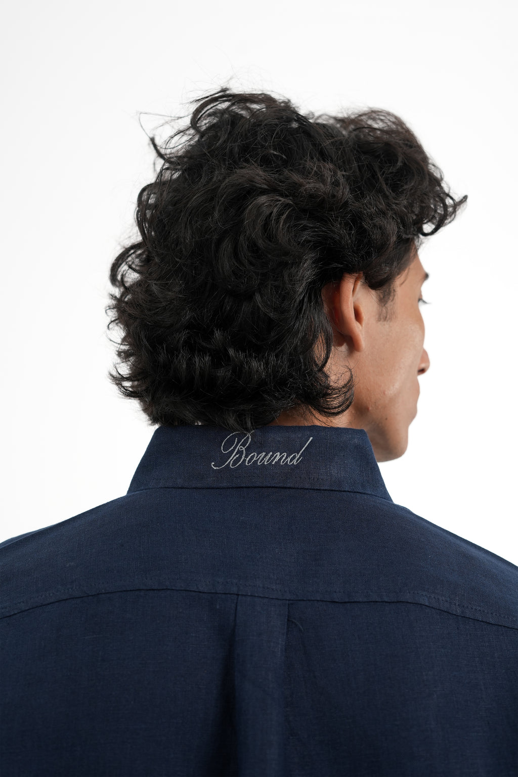 Navy Blue Linen-blend Shirt