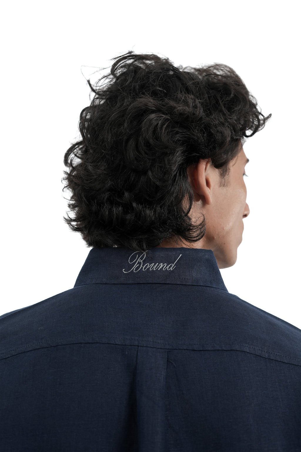 Navy Blue Linen-blend Shirt