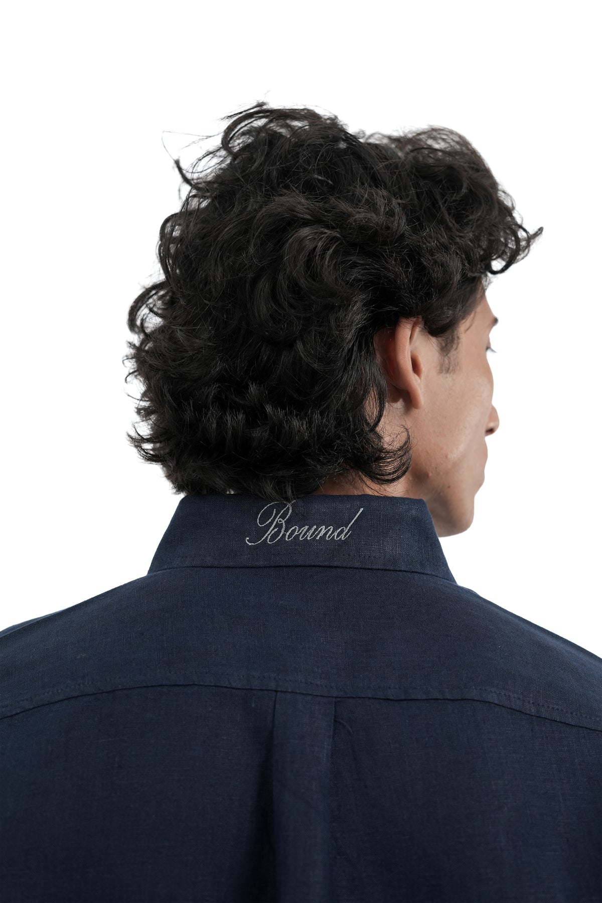Navy Blue Linen-blend Shirt