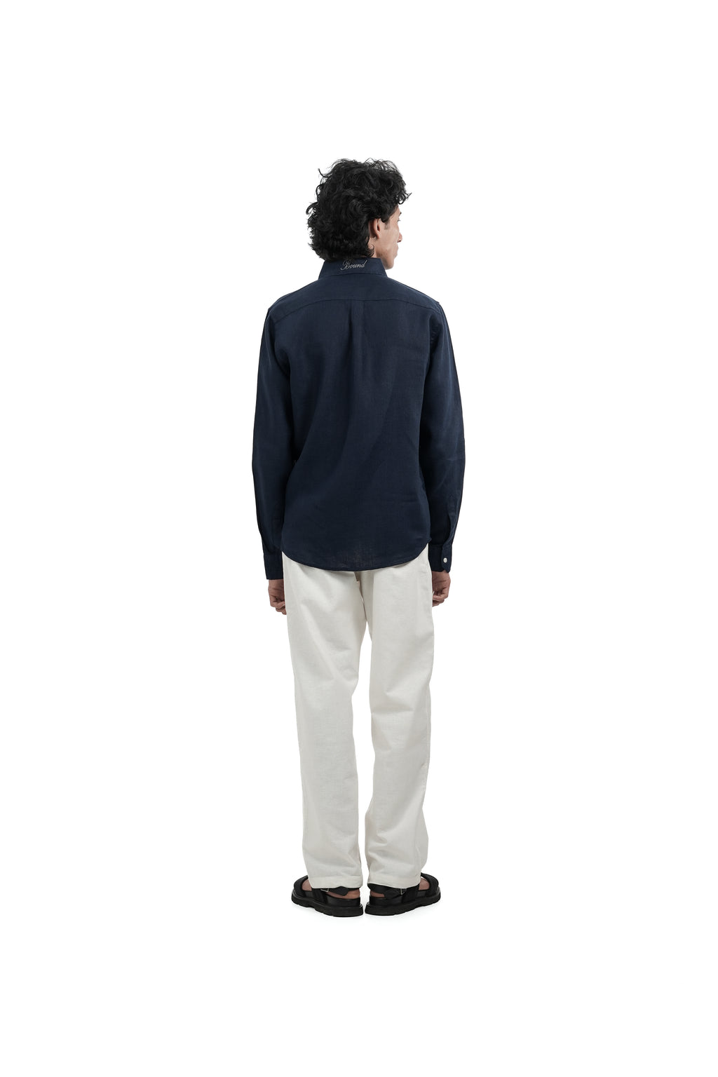 Navy Blue Linen-blend Shirt