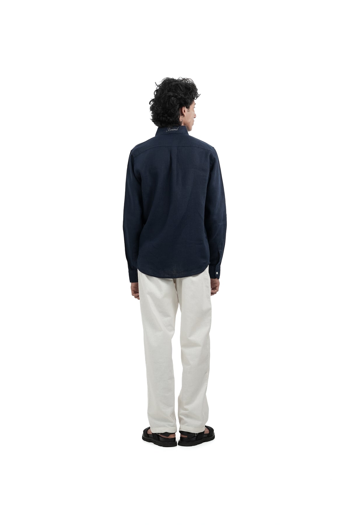 Navy Blue Linen-blend Shirt