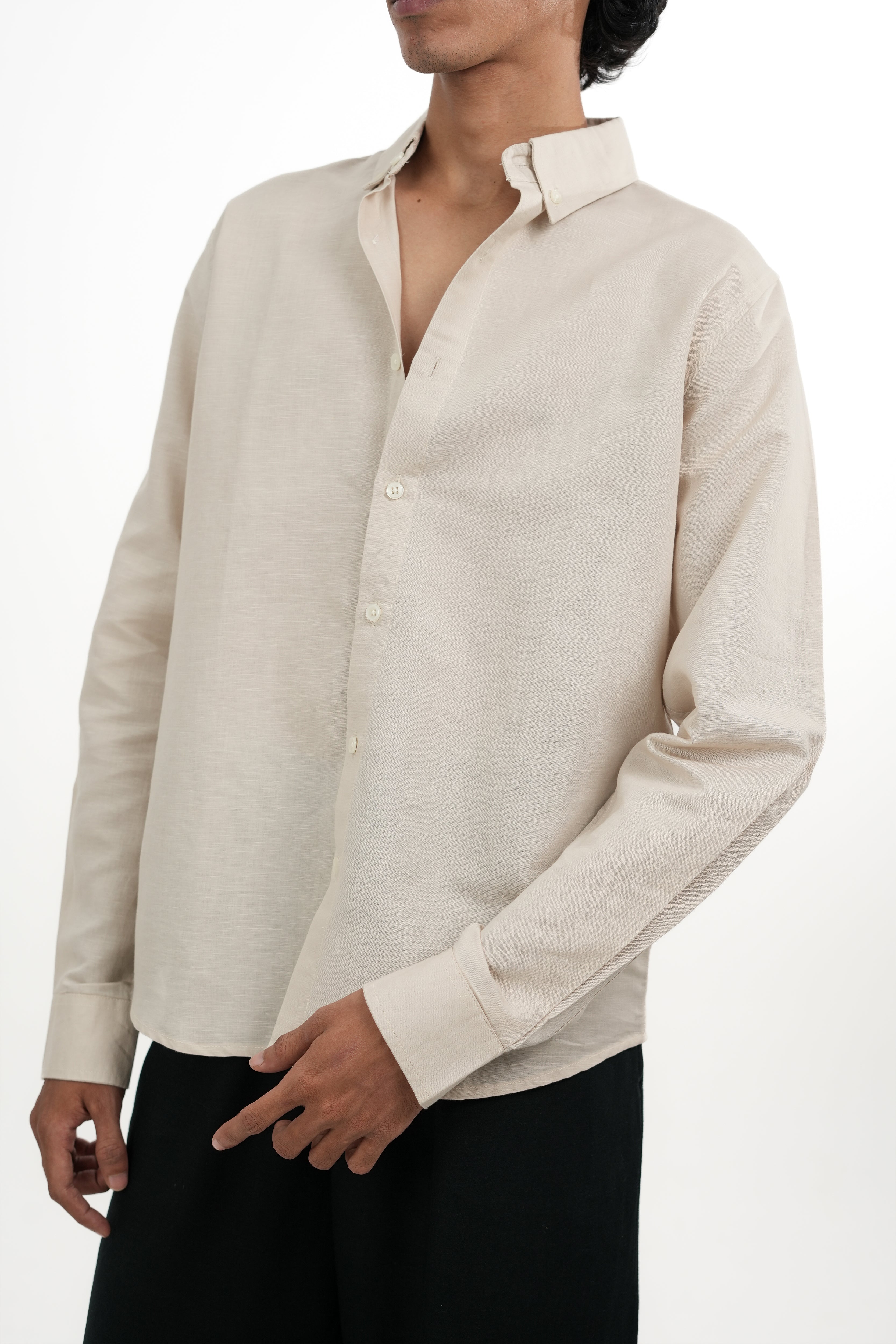 Light Beige Irish Linen-blend Shirt