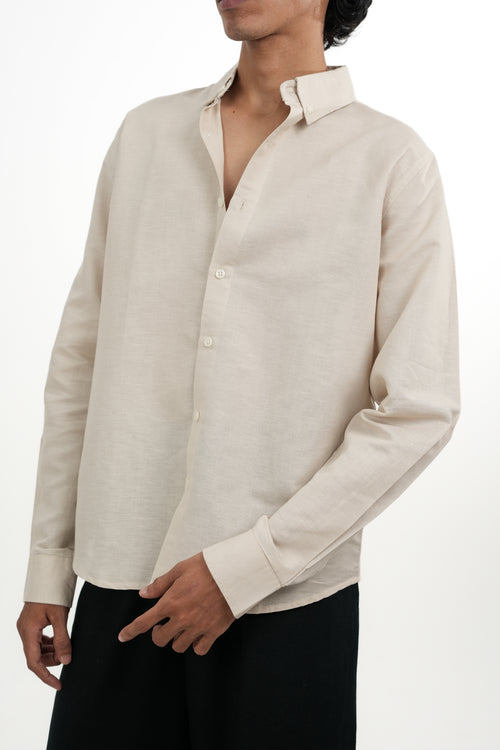 Light Beige Irish Linen-blend Shirt