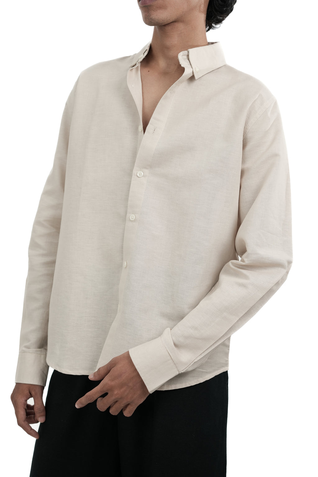 Light Beige Irish Linen-blend Shirt